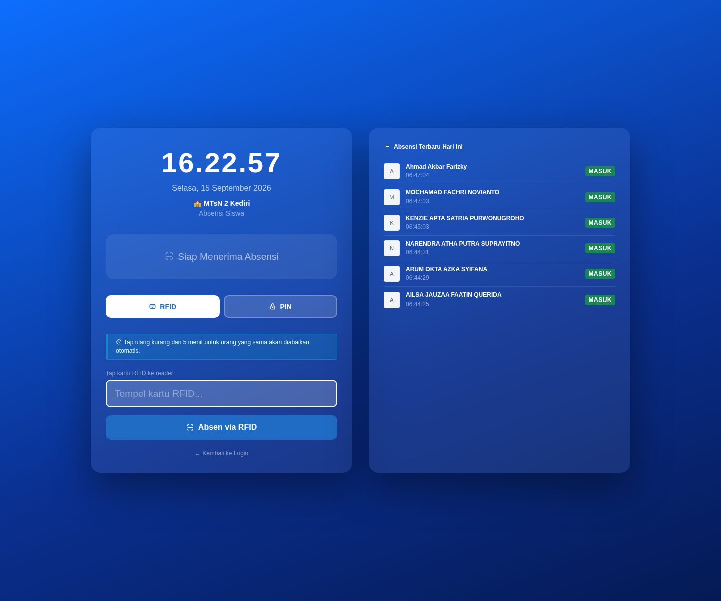 MTsN 2 Kediri — Sistem Absensi RFID, Akademik & Kantin Digital Terintegrasi