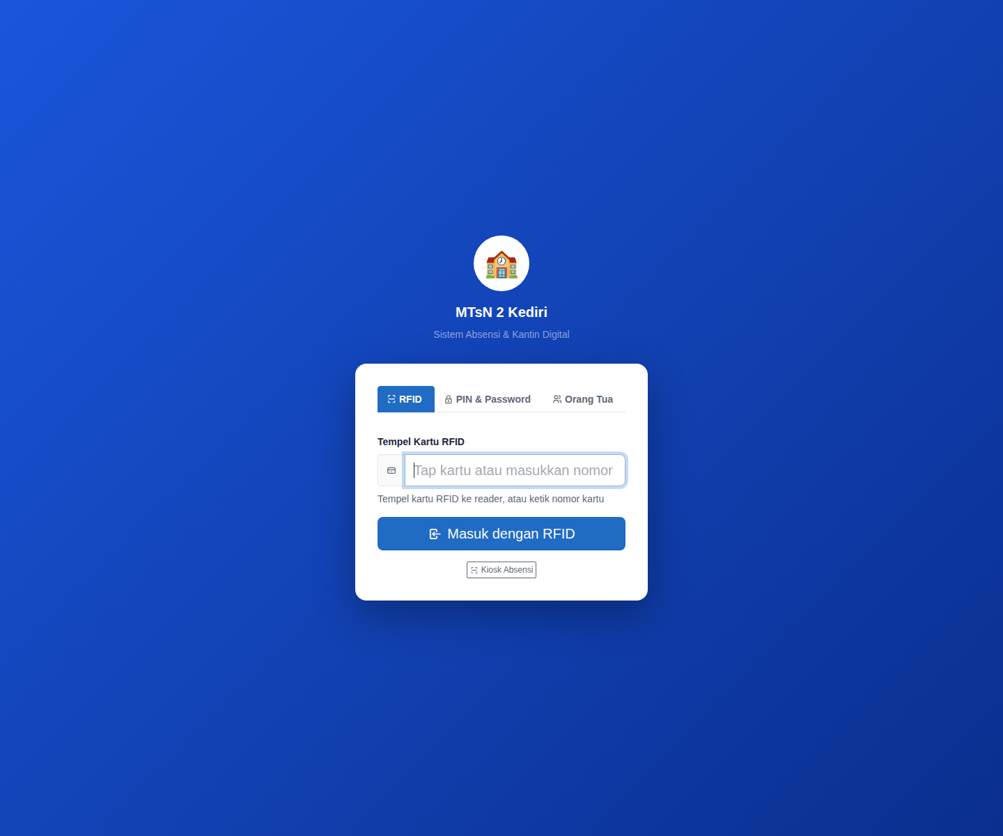 Login Sistem Absensi dan Kantin Digital MTsN 2 Kediri